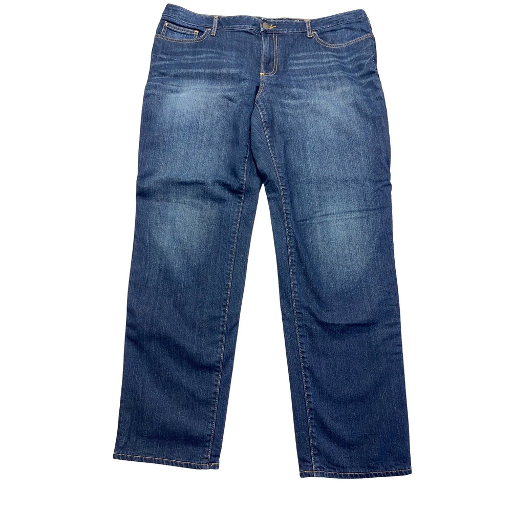 Eddie Bauer Womens Jeans Boyfriend Fit Relner Wash Plaid Flanel‎ Lined Size 18